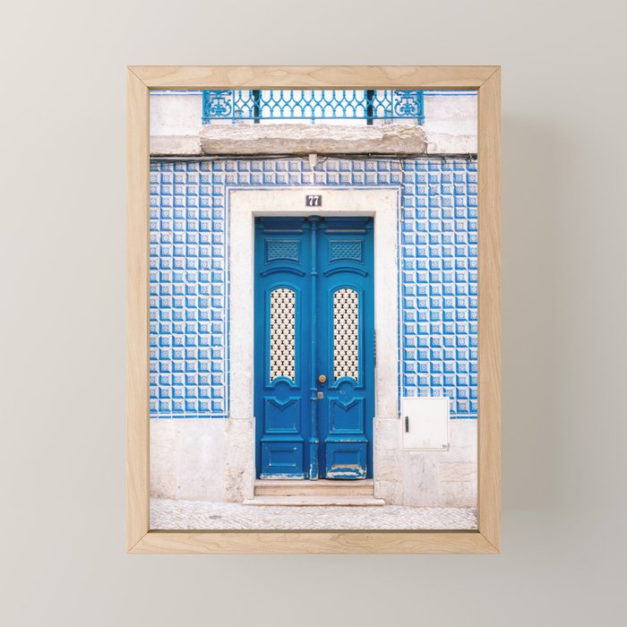 Lisbon Blue Door | Portugal fine art travel photography print Mini Art Print Gallery Image 1