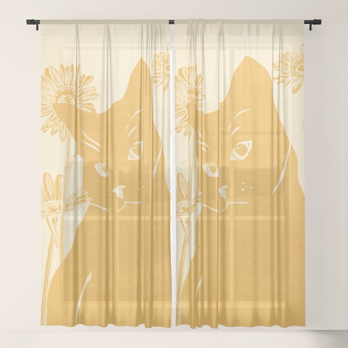 Minimalist Yellow Cat Window Curtain Gallery Image 17