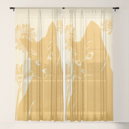Minimalist Yellow Cat Window Curtain Gallery Image 17