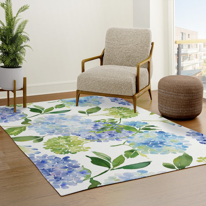 Blue Hydrangea Flowers Rug Gallery Image 3
