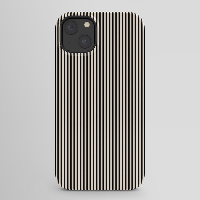 Ultra Fine Stripes Vertical Minimalist Pattern in Black and Almond Cream iPhone Case Gallery Image 22