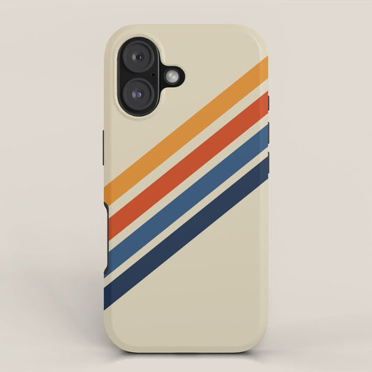 Rainbow 70s 60s Stripe Colorful Rainbow Tan Retro Vintage iPhone Case Gallery Image 1