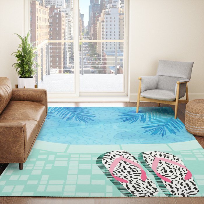 Go Time - resort palm springs poolside oasis swimming athlete vacation topical island summer fun Rug Gallery Image 4