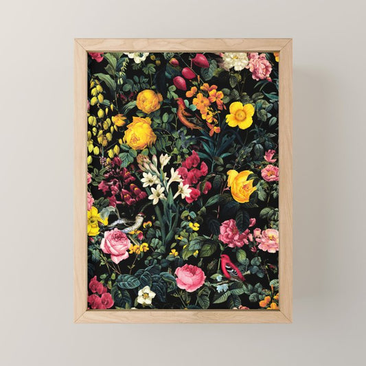 Floral and Birds Pattern Mini Art Print Gallery Image 1