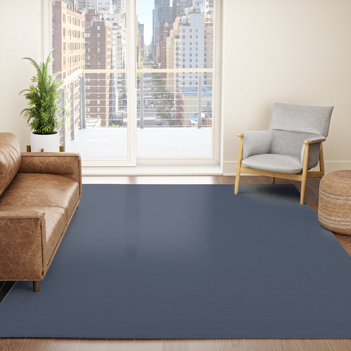 INDIGO BLUE Deep Navy solid color Rug Gallery Image 4