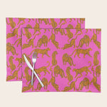 Abstract leopard with red lips illustration in fuchsia background Placemat Gallery Image 1