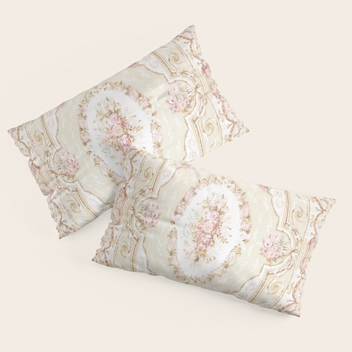 Antique French 19th Century Aubusson Rose Floral Pillow Sham Gallery Image 2