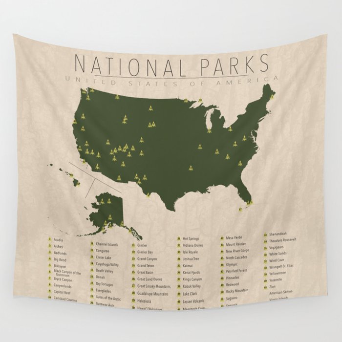US National Parks Wall Tapestry Gallery Image 2