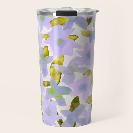 Lilac Watercolor Garden Travel Mug Gallery Image 1