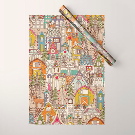 vintage gingerbread town Wrapping Paper Gallery Image 1