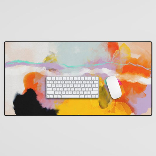yellow blush abstract Desk Mat Gallery Image 1