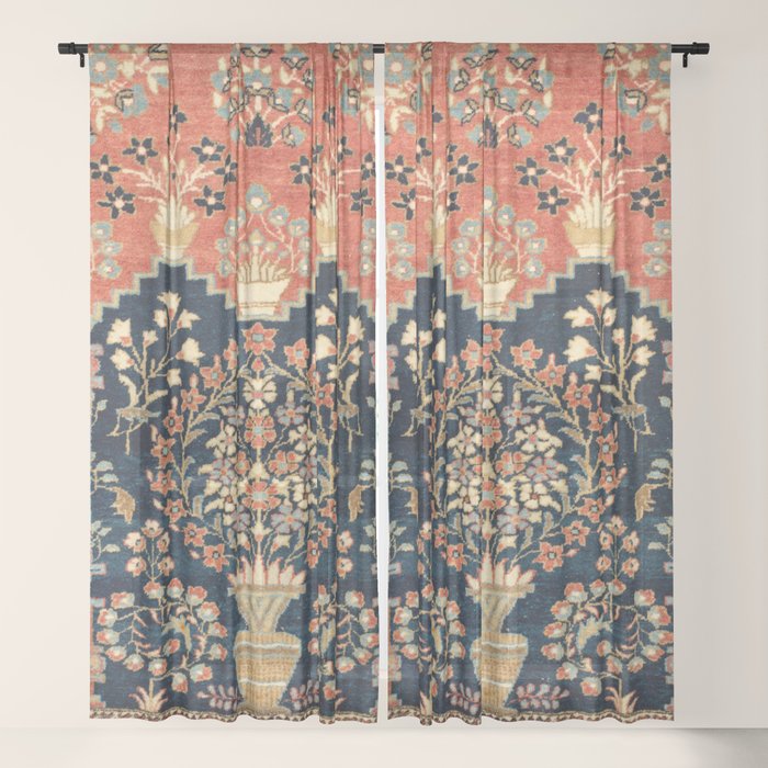 Kashan Poshti Antique Central Persian Rug Print Window Curtain Gallery Image 17