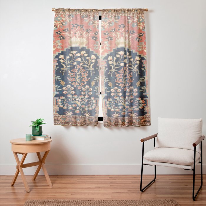 Kashan Poshti Antique Central Persian Rug Print Window Curtain Gallery Image 11