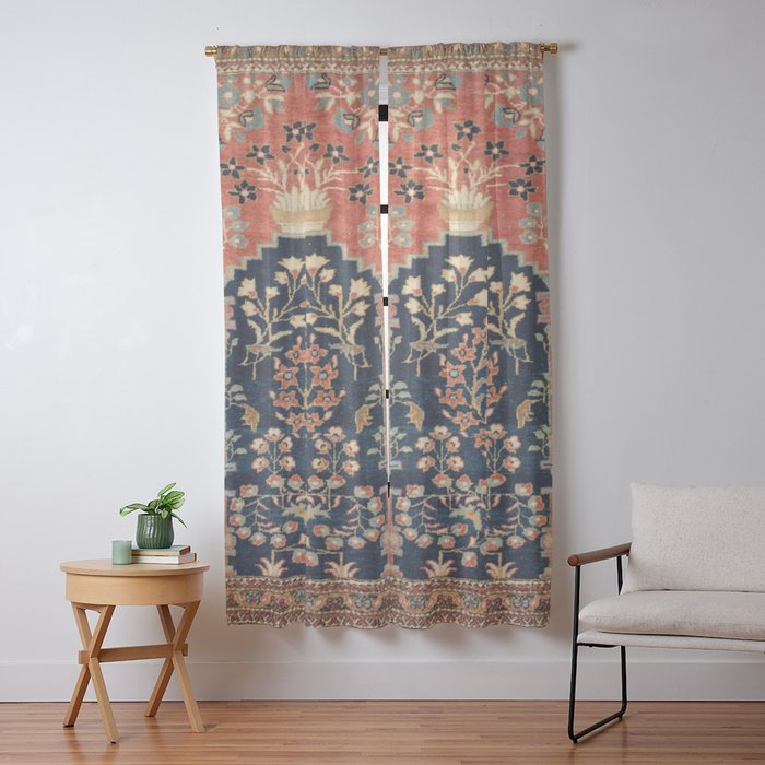Kashan Poshti Antique Central Persian Rug Print Window Curtain Gallery Image 9