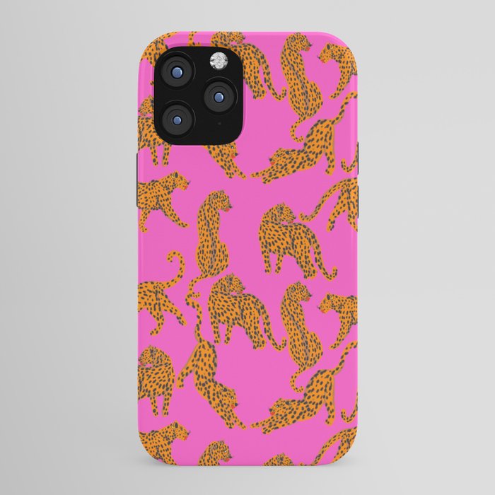 Abstract leopard with red lips illustration in fuchsia background iPhone Case Gallery Image 43