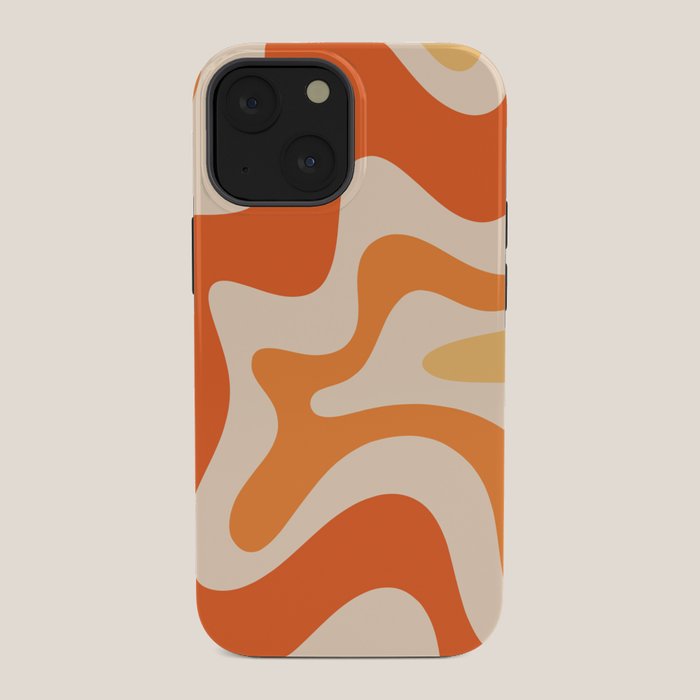 Retro Liquid Swirl Abstract Pattern Square Tangerine Orange Tones iPhone Case Gallery Image 34