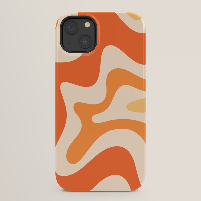 Retro Liquid Swirl Abstract Pattern Square Tangerine Orange Tones iPhone Case Gallery Image 30