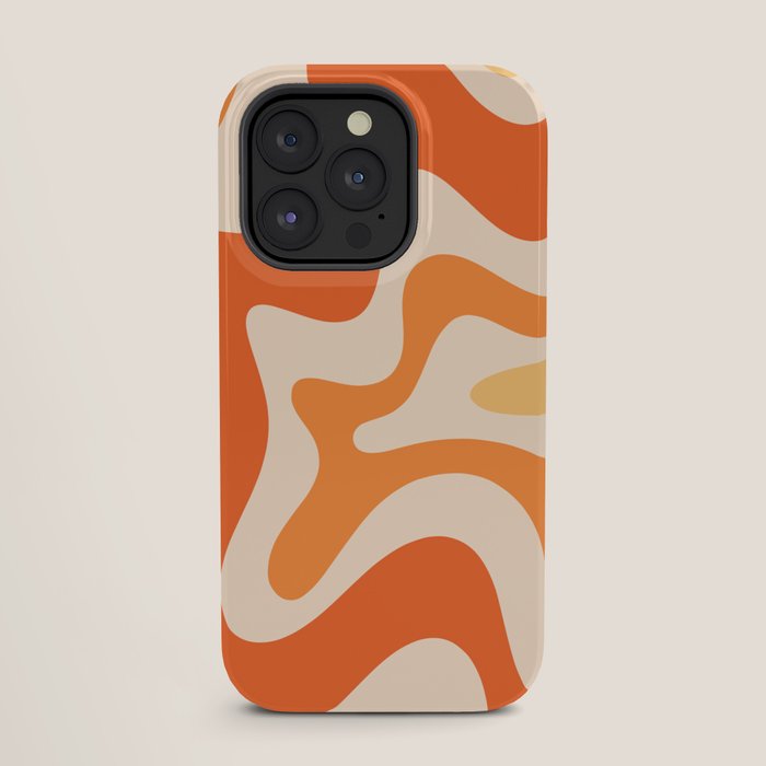 Retro Liquid Swirl Abstract Pattern Square Tangerine Orange Tones iPhone Case Gallery Image 27
