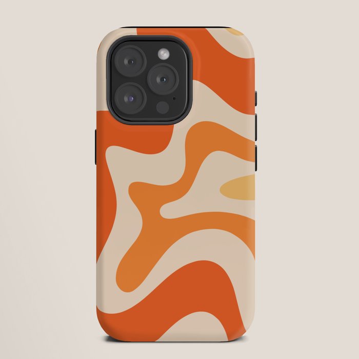Retro Liquid Swirl Abstract Pattern Square Tangerine Orange Tones iPhone Case Gallery Image 11