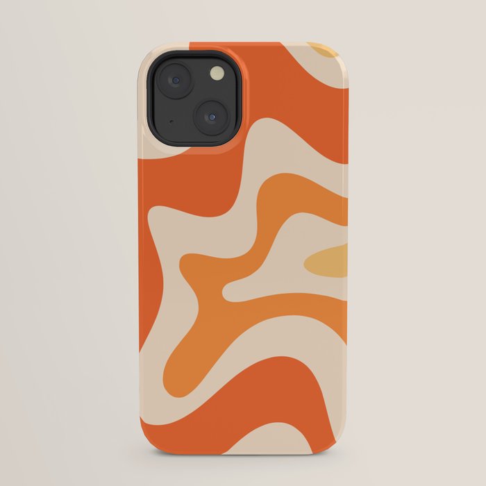 Retro Liquid Swirl Abstract Pattern Square Tangerine Orange Tones iPhone Case Gallery Image 29