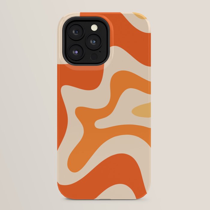 Retro Liquid Swirl Abstract Pattern Square Tangerine Orange Tones iPhone Case Gallery Image 32