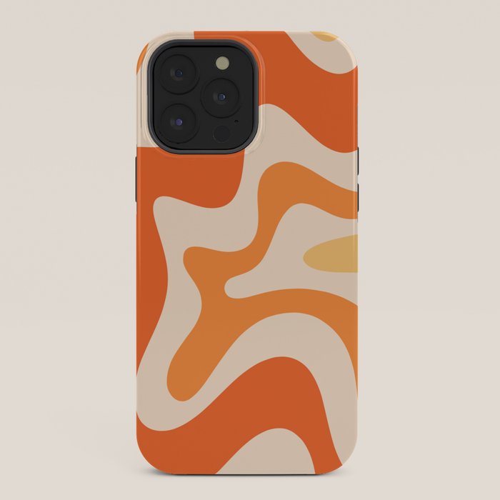 Retro Liquid Swirl Abstract Pattern Square Tangerine Orange Tones iPhone Case Gallery Image 36