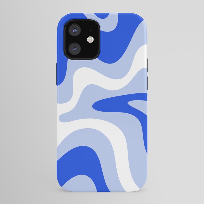 Retro Liquid Swirl Abstract Pattern Square in Royal Blue, Light Blue, and White iPhone Case Gallery Image 41