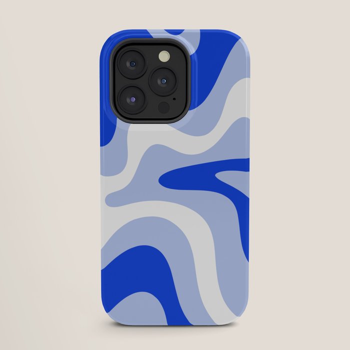 Retro Liquid Swirl Abstract Pattern Square in Royal Blue, Light Blue, and White iPhone Case Gallery Image 27