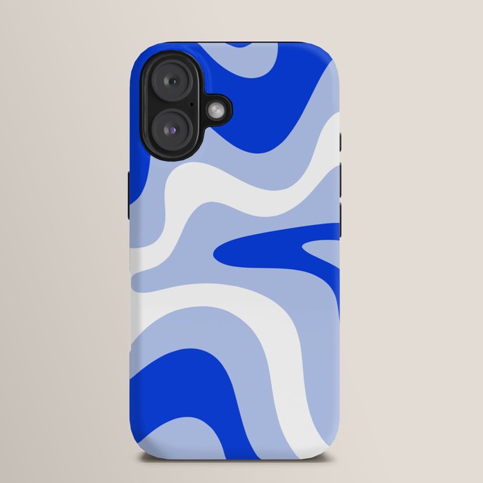 Retro Liquid Swirl Abstract Pattern Square in Royal Blue, Light Blue, and White iPhone Case Gallery Image 13