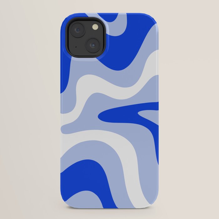 Retro Liquid Swirl Abstract Pattern Square in Royal Blue, Light Blue, and White iPhone Case Gallery Image 22