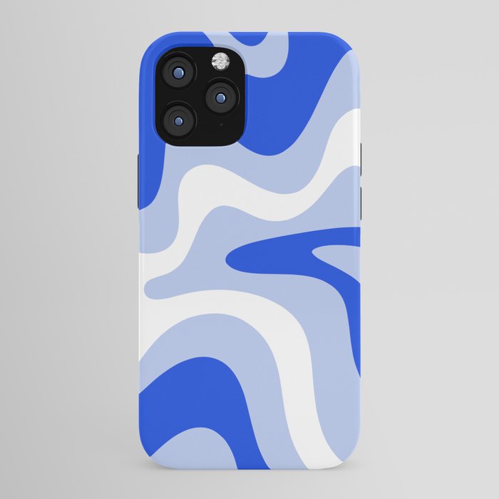 Retro Liquid Swirl Abstract Pattern Square in Royal Blue, Light Blue, and White iPhone Case Gallery Image 43