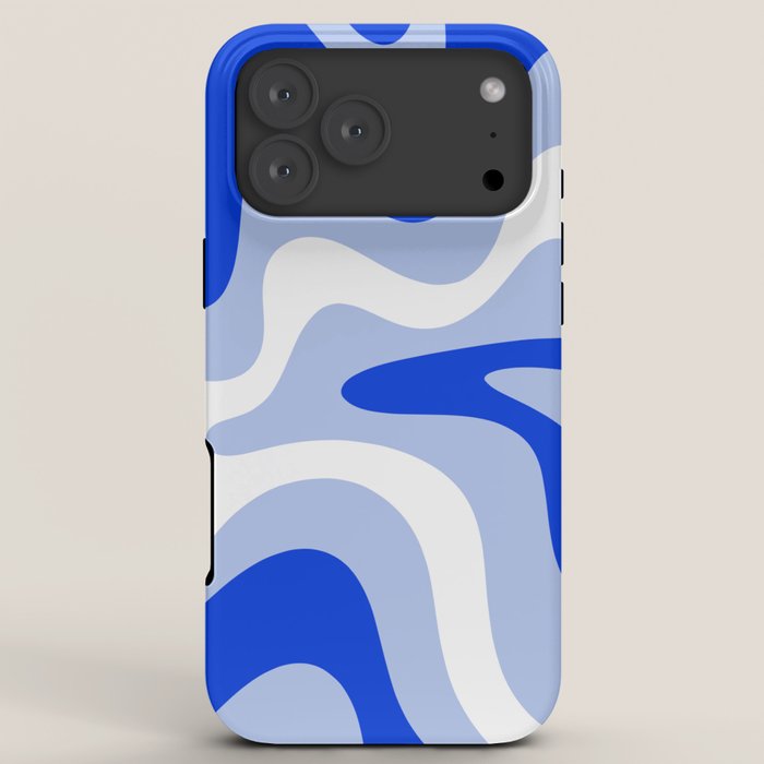 Retro Liquid Swirl Abstract Pattern Square in Royal Blue, Light Blue, and White iPhone Case Gallery Image 8