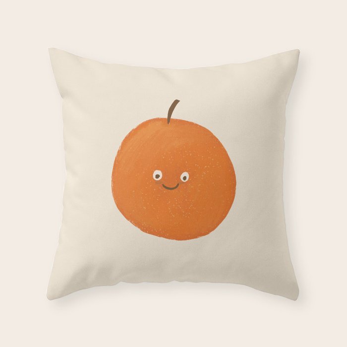 Kawaii Orange Throw Pillow Gallery Image 6