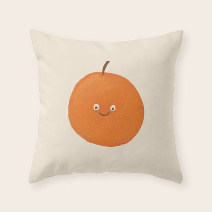 Kawaii Orange Throw Pillow Gallery Image 3