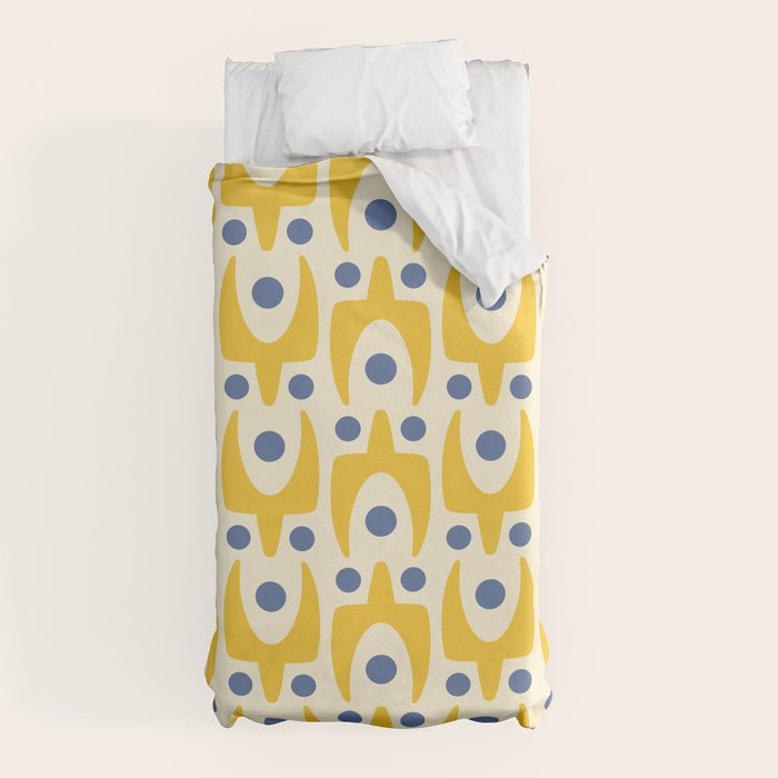 Mid Century Modern Abstract Pattern 641 Googie Yellow and Blue Duvet Cover Gallery Image 10
