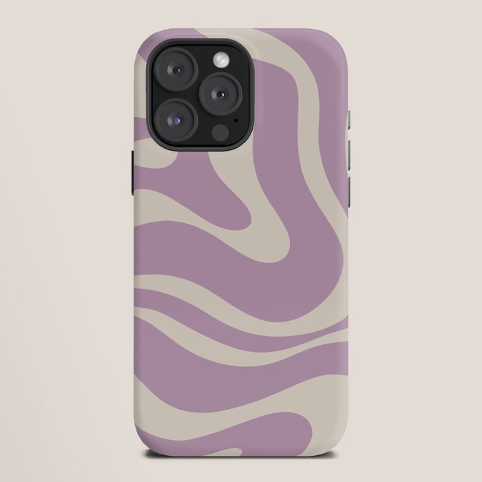 Modern Retro Liquid Swirl Abstract Pattern Square in Lavender Cream iPhone Case Gallery Image 12