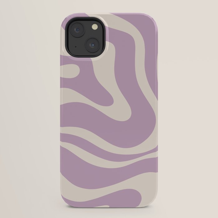 Modern Retro Liquid Swirl Abstract Pattern Square in Lavender Cream iPhone Case Gallery Image 22