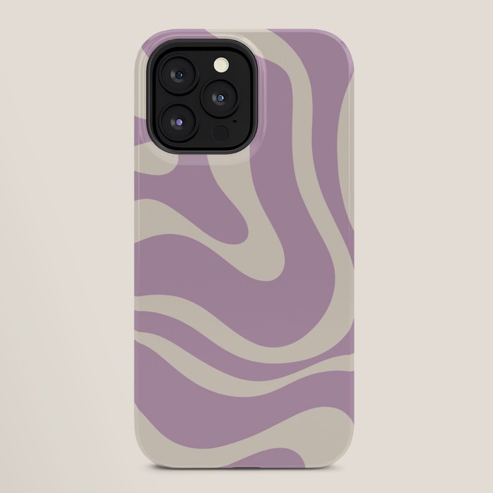 Modern Retro Liquid Swirl Abstract Pattern Square in Lavender Cream iPhone Case Gallery Image 28