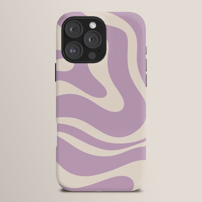 Modern Retro Liquid Swirl Abstract Pattern Square in Lavender Cream iPhone Case Gallery Image 16