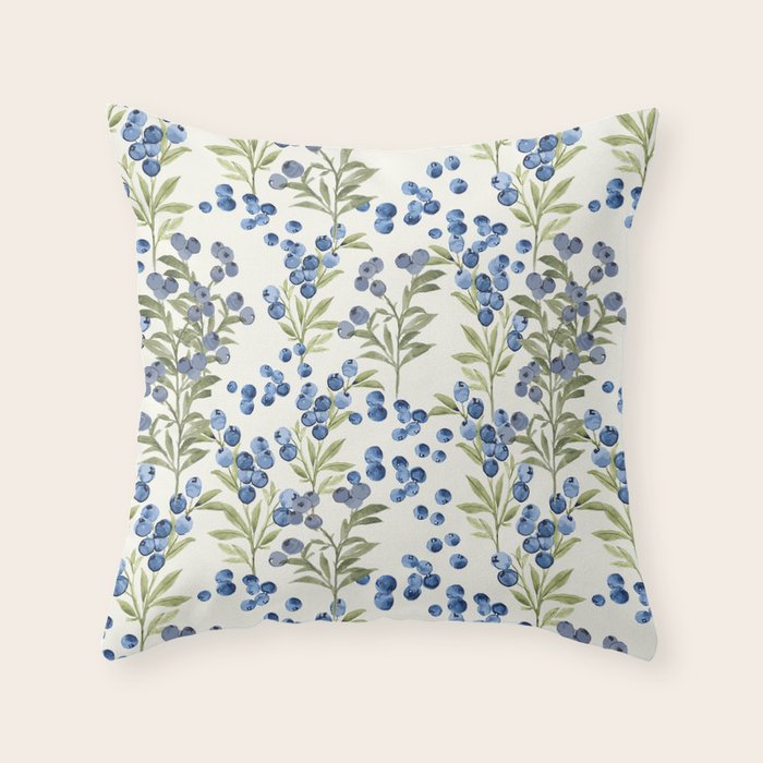 âWild Blueberryâ - Botanical Pattern Throw Pillow Gallery Image 6