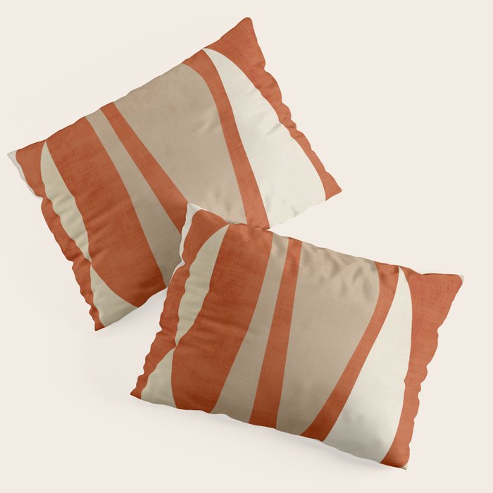 Burnt-Orange Tan Beige Lines Abstract Artwork Pillow Sham Gallery Image 3