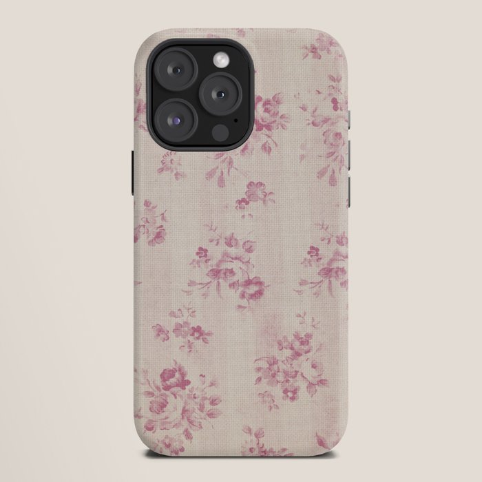 Elegant blush pink white rustic floral vintage stripes iPhone Case Gallery Image 12