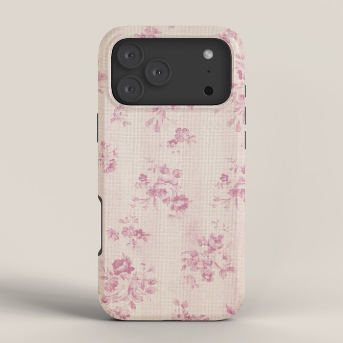 Elegant blush pink white rustic floral vintage stripes iPhone Case Gallery Image 4