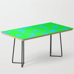 Large Retro Flowers Neon Green Petals Turquoise Background Summer Vibes #decor #society6 #buyart Coffee Table Gallery Image 1