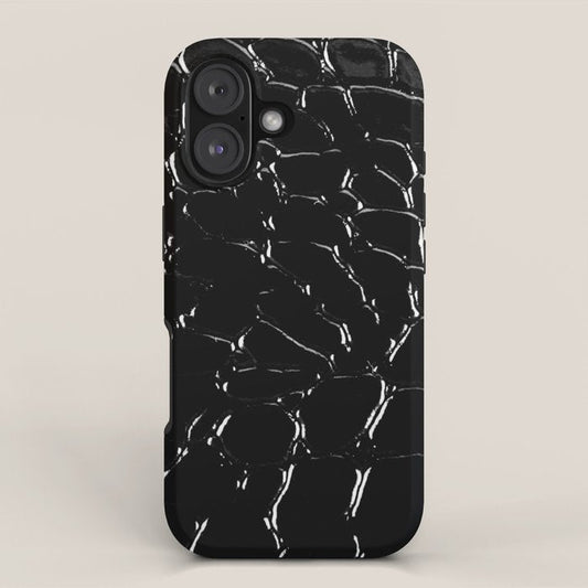 Exotic Black Crocodile Patent Leather iPhone Case Gallery Image 1