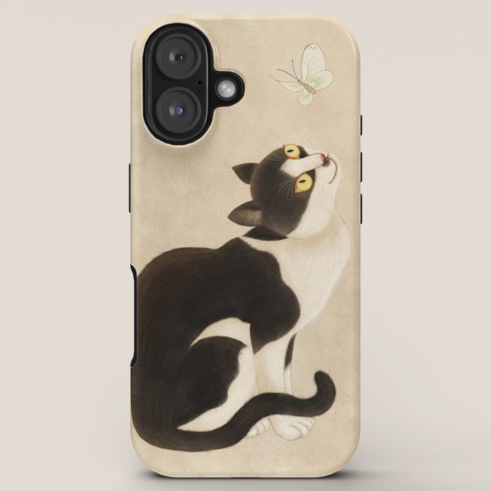 Minhwa: cat & butterfly (Korean traditional/folk art) iPhone Case Gallery Image 5