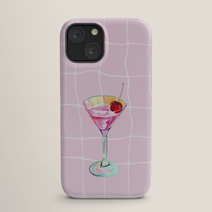 Pink Aesthetic Martini Glass with Cherry iPhone Case Gallery Image 17