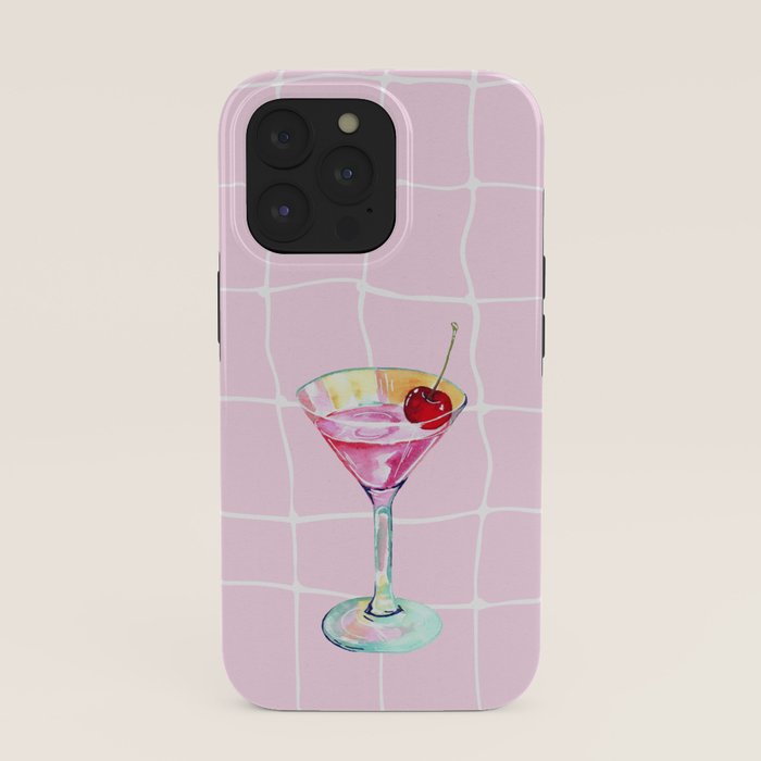 Pink Aesthetic Martini Glass with Cherry iPhone Case Gallery Image 39