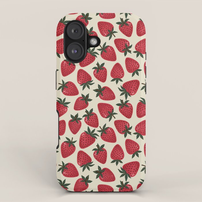 Hand Drawn Vintage Strawberry Pattern iPhone Case Gallery Image 1