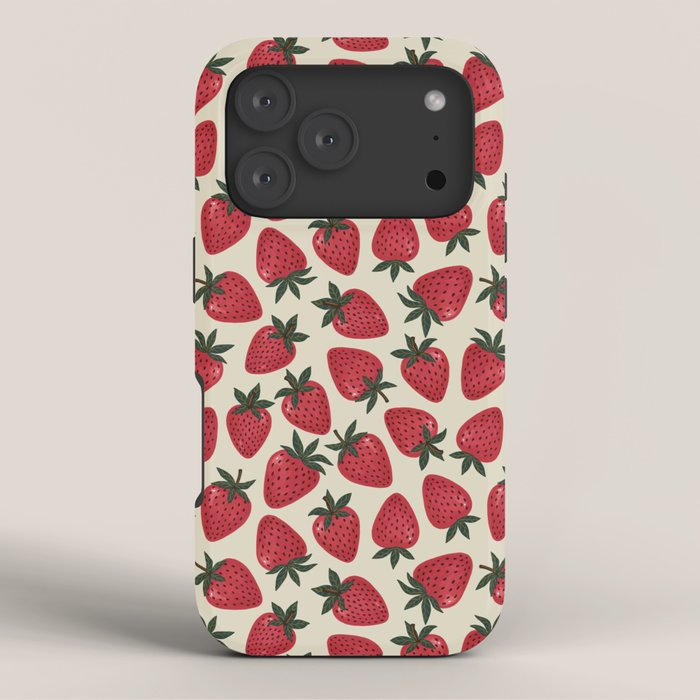 Hand Drawn Vintage Strawberry Pattern iPhone Case Gallery Image 3